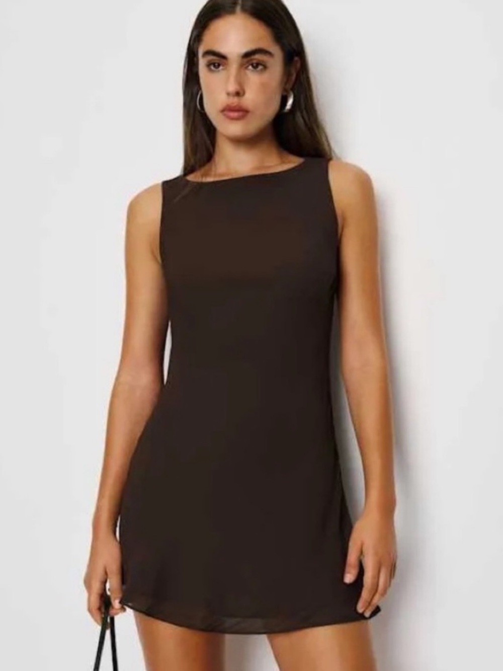 Reformation Dress Dale Boatneck Mini in Mole Brown